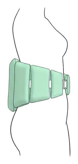 Concept 1, a segmented belt worn low on the waist