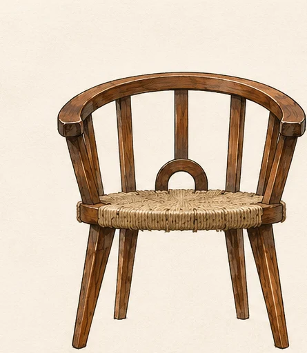 Render of the teak and jute chair