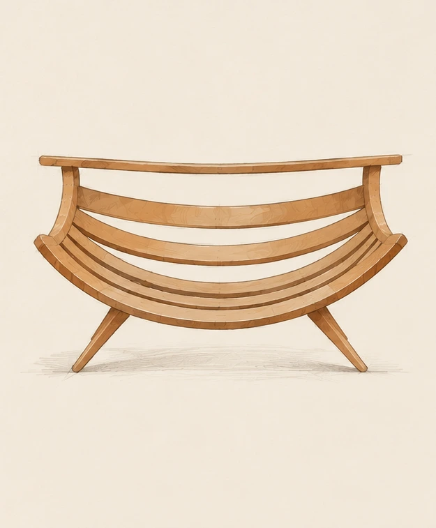 Drawing of the slatted lounger
