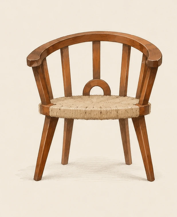 Drawing of the teak and jute chair