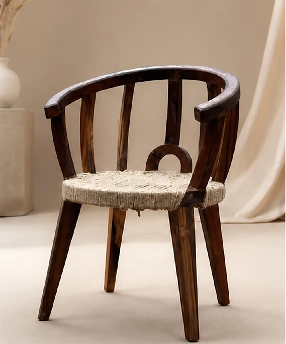 The finished chair from a three-quarter view