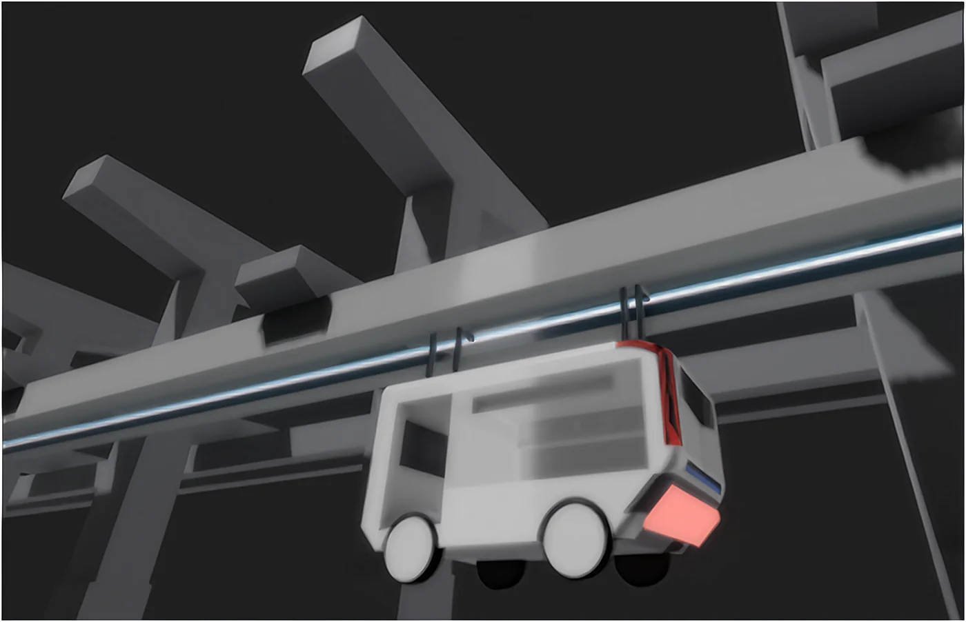 Render of ECO running on the electromagnetic track