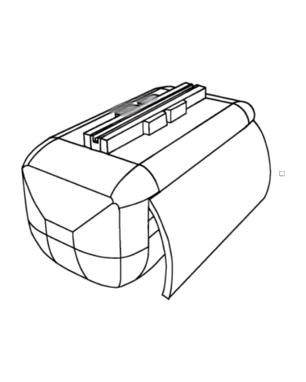 Sketch of the capsule from the front, with roof connectors