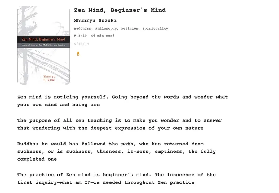 Book page: Zen Mind, Beginner’s Mind